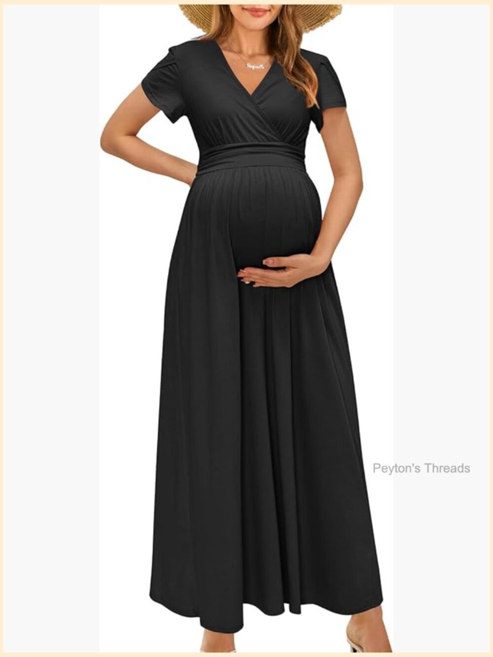 Maternity Wrap Maxi Dress V-Neck Photoshoot Baby Shower Summer Nursing